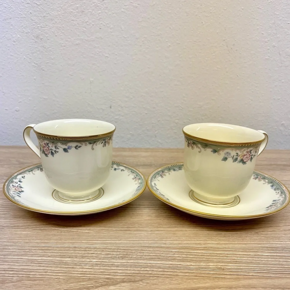 Lenox Southern Vista Teacups & Saucers - Set of 2